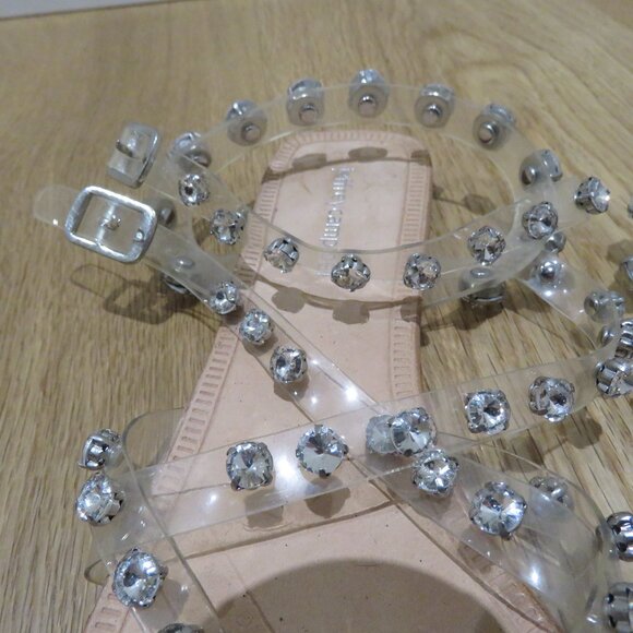 JEFFREY CAMPBELL Amaryl Clear Crystal Studded Flat Sandals Shoes - Size US 8 - Picture 5 of 11